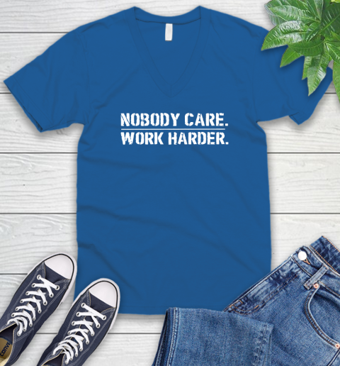 Lamar Jackson Nobody Cares Work Harder V-Neck T-Shirt 5