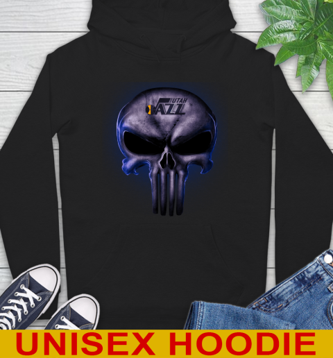 Utah Jazz NBA Basketball Punisher Skull Sports Hoodie
