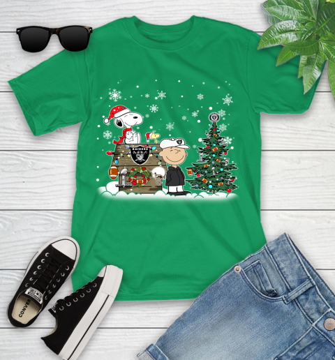 NFL Oakland Raiders Snoopy Charlie Brown Christmas Football Super Bowl Sports Youth T-Shirt 8