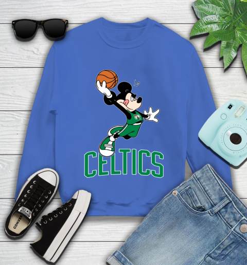 NBA Basketball Boston Celtics Cheerful Mickey Mouse Shirt Youth Sweatshirt 7