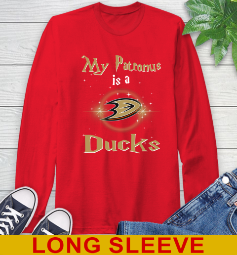 NHL Hockey Harry Potter My Patronus Is A Anaheim Ducks Long Sleeve T-Shirt 12