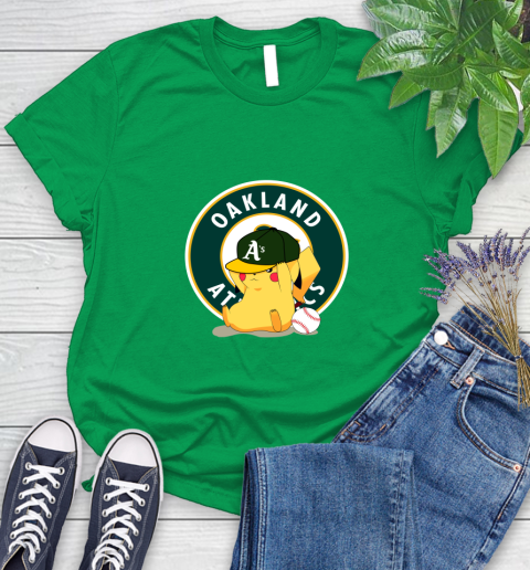 MLB Pikachu Baseball Sports Oakland Athletics Women's T-Shirt 6