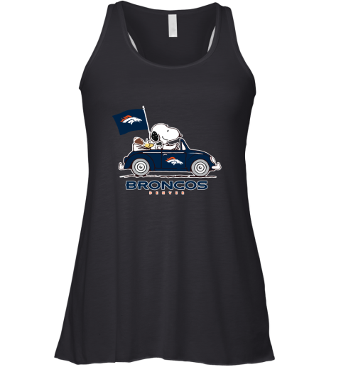 Snoopy And Woodstock Ride The Denver Broncos Car NFL Racerback Tank