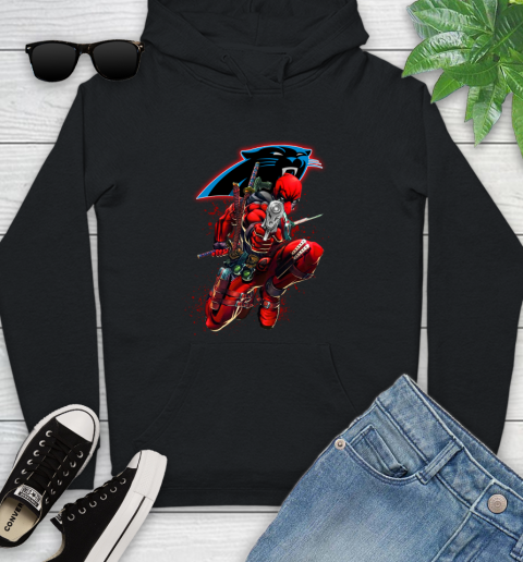 NFL Deadpool Marvel Comics Sports Football Carolina Panthers Youth Hoodie 2