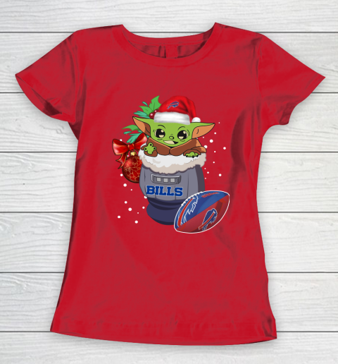 Buffalo Bills Christmas Baby Yoda Star Wars Funny Happy NFL Women's T-Shirt 10