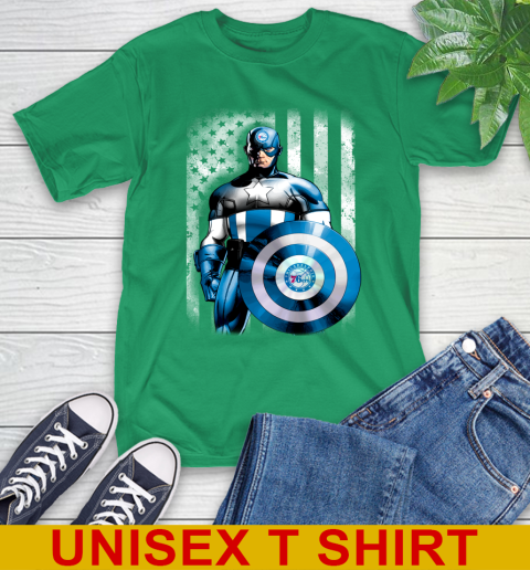 Philadelphia 76ers NBA Basketball Captain America Marvel Avengers American Flag Shirt T-Shirt 7