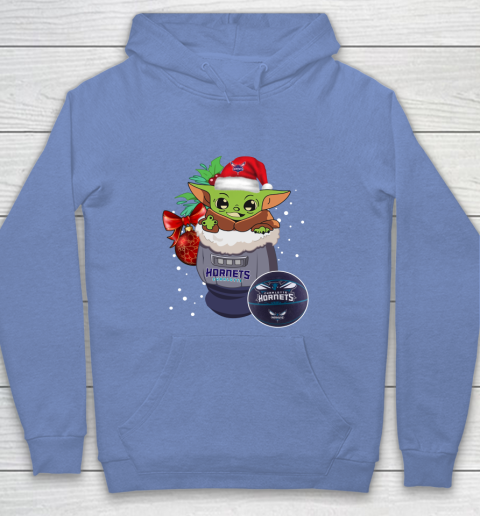 Charlotte Hornets Christmas Baby Yoda Star Wars Funny Happy NBA Youth Hoodie 10