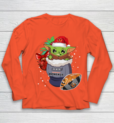 Cincinnati Bengals Christmas Baby Yoda Star Wars Funny Happy NFL Youth Long Sleeve 4