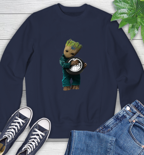 NHL Groot Guardians Of The Galaxy Hockey Sports Edmonton Oilers Sweatshirt 3