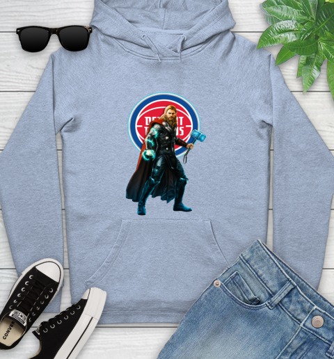 NBA Thor Avengers Endgame Basketball Detroit Pistons Youth Hoodie 10