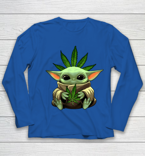 Baby Yoda Hug Marijuana Canabis Youth Long Sleeve 9