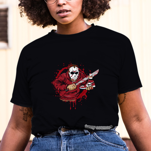 Air Jordan 1 Spider man Matching Sneaker Tshirt Jason Voorhees Red and White Jordan Tshirt