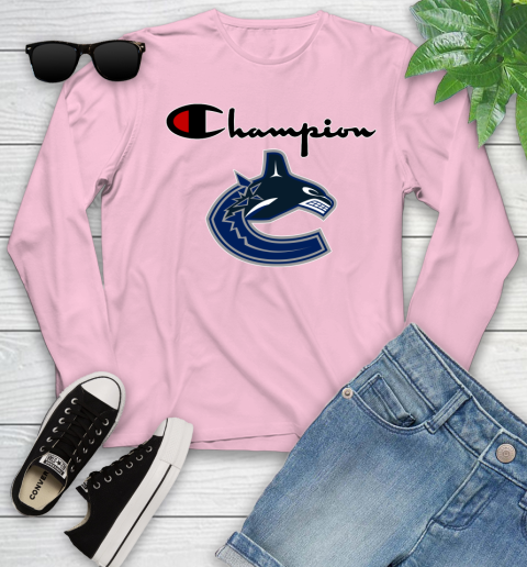 NHL Hockey Vancouver Canucks Champion Shirt Youth Long Sleeve 8