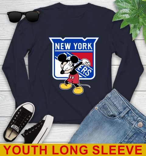 New York Rangers NHL Hockey Dabbing Mickey Disney Sports Youth Long Sleeve 3