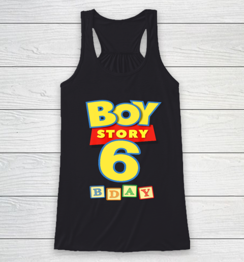 Toy Blocks Boy Story 6 Year Old Birthday Racerback Tank