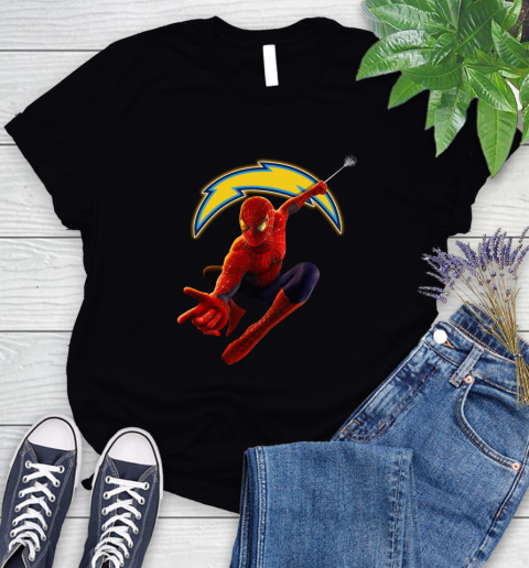 NFL Spider Man Avengers Endgame Football Los Angeles Chargers Women's T-Shirt 2