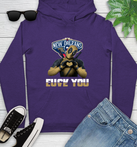 NBA New Orleans Pelicans Deadpool Love You Fuck You Basketball Sports Youth Hoodie 5