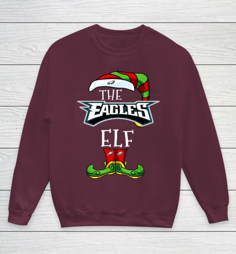 Philadelphia Eagles Christmas ELF Funny NFL Youth Sweatshirt 4