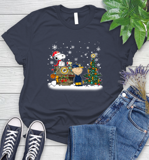 Indiana Pacers NBA Basketball Christmas The Peanuts Movie Snoopy Championship Women's T-Shirt 14