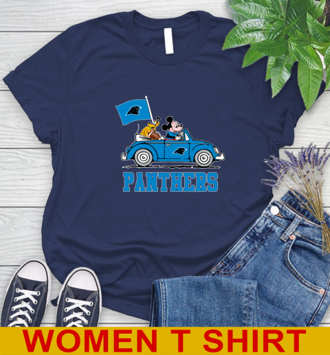 NFL Football Carolina Panthers Pluto Mickey Driving Disney Shirt Women's T-Shirt 12