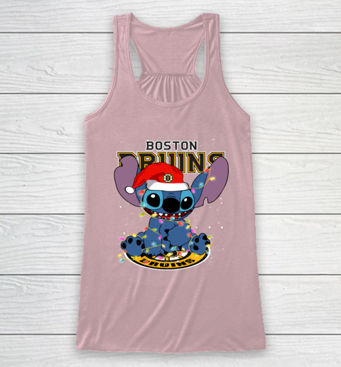 Boston Bruins NHL Hockey noel stitch Christmas Racerback Tank 5