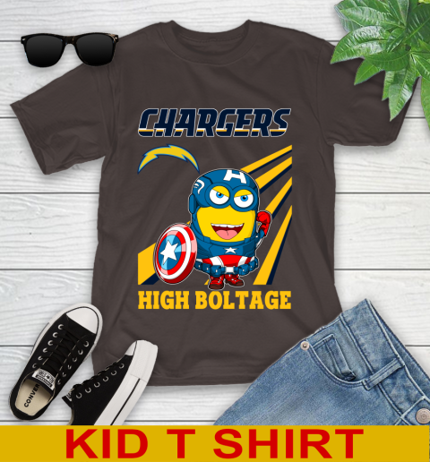 NFL Football Los Angeles Chargers Captain America Marvel Avengers Minion Shirt Youth T-Shirt 6