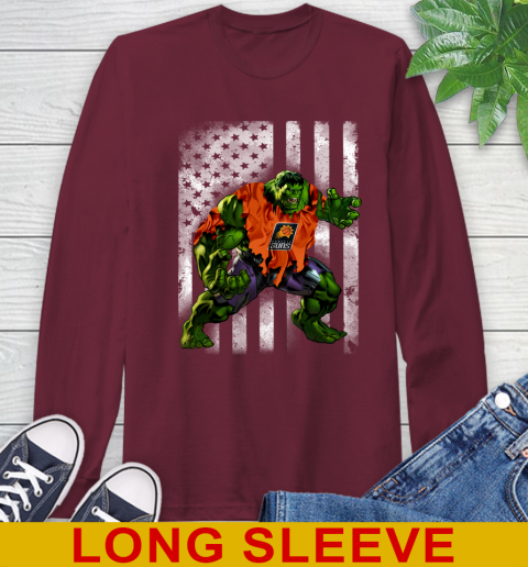 Phoenix Suns Hulk Marvel Avengers NBA Basketball American Flag Long Sleeve T-Shirt 7