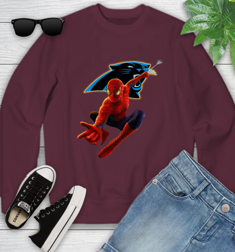 NFL Spider Man Avengers Endgame Football Carolina Panthers Youth Sweatshirt 5
