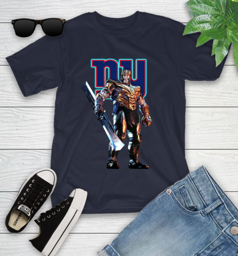 NFL Thanos Gauntlet Avengers Endgame Football New York Giants Youth T-Shirt 3