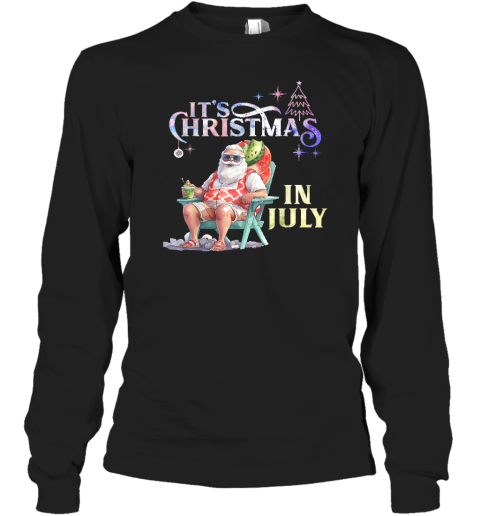 Christmas In July Santa Beach Summer Float Xmas Funny Long Sleeve T-Shirt