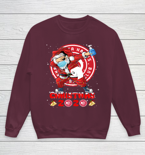 Atlanta Hawks Funny Santa Claus Dabbing Christmas 2020 NBA Youth Sweatshirt 4