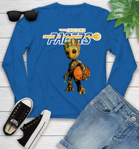 Indiana Pacers NBA Basketball Groot Marvel Guardians Of The Galaxy Youth Long Sleeve 9