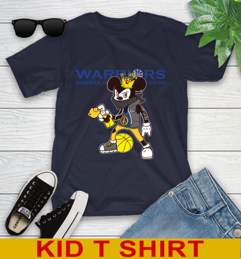 Golden State Warriors NBA Basketball Mickey Peace Sign Sports Youth T-Shirt 3