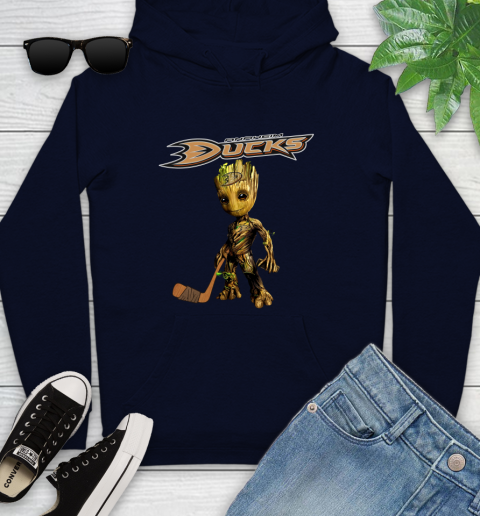 Anaheim Ducks NHL Hockey Groot Marvel Guardians Of The Galaxy Youth Hoodie 4
