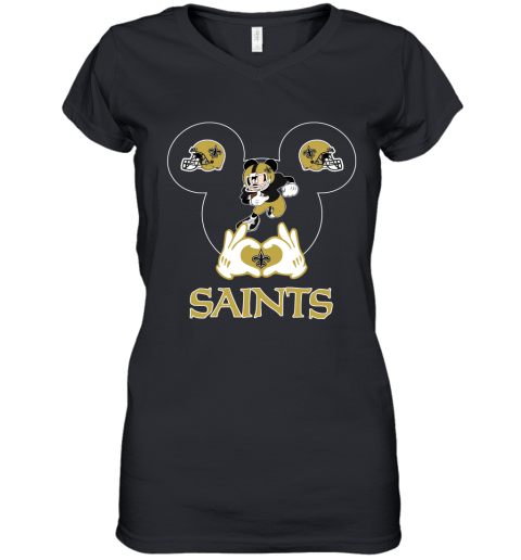 I Love The Saints Mickey Mouse New Orleans Saints Women's V-Neck T-Shirt