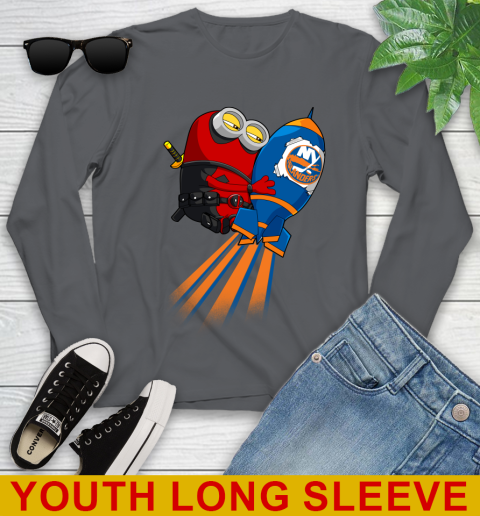 NHL Hockey New York Islanders Deadpool Minion Marvel Shirt Youth Long Sleeve 9