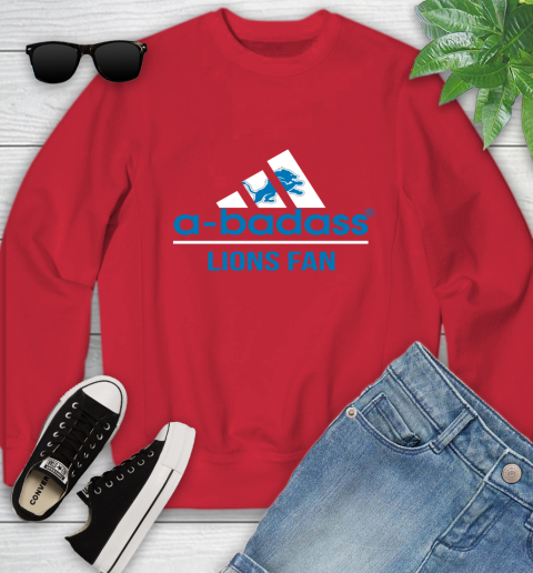 NFL A Badass Detroit Lions Fan Adidas Football Sports Youth Sweatshirt 8
