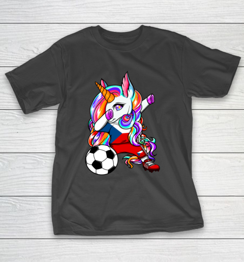 Dabbing Unicorn Czech Republic Soccer Fans Jersey Football T-Shirt 14
