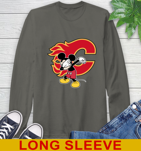 Calgary Flames NHL Hockey Dabbing Mickey Disney Sports Long Sleeve T-Shirt 8