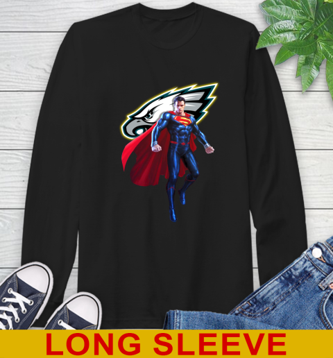NFL Superman DC Sports Football Philadelphia Eagles Long Sleeve T-Shirt 2