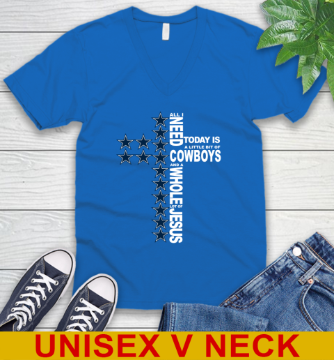 NFL All I Need Today Is A Little Bit Of Dallas Cowboys Cross Shirt V-Neck T-Shirt 5