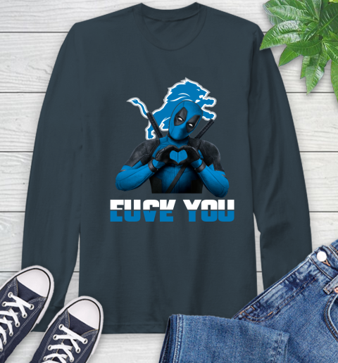 NHL Detroit Lions Deadpool Love You Fuck You Football Sports Long Sleeve T-Shirt 9