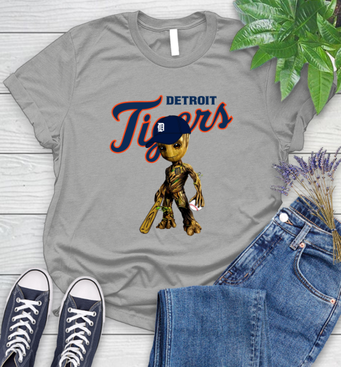 MLB Detroit Tigers Groot Guardians Of The Galaxy Baseball Women's T-Shirt 10