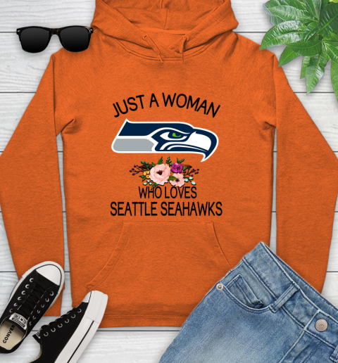 NFL Just A Woman Who Loves Seattle Seahawks Football Sports Youth Hoodie 3