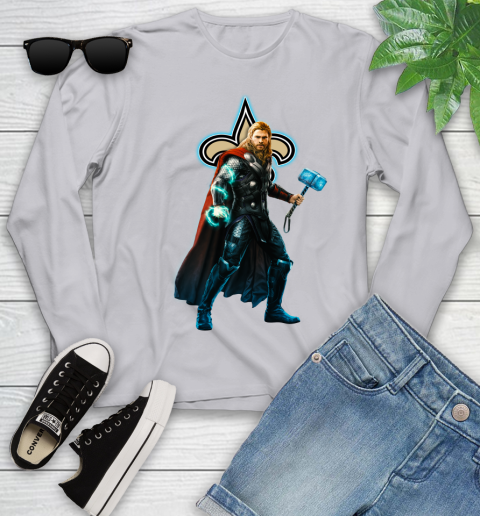 NFL Thor Avengers Endgame Football New Orleans Saints Youth Long Sleeve 5