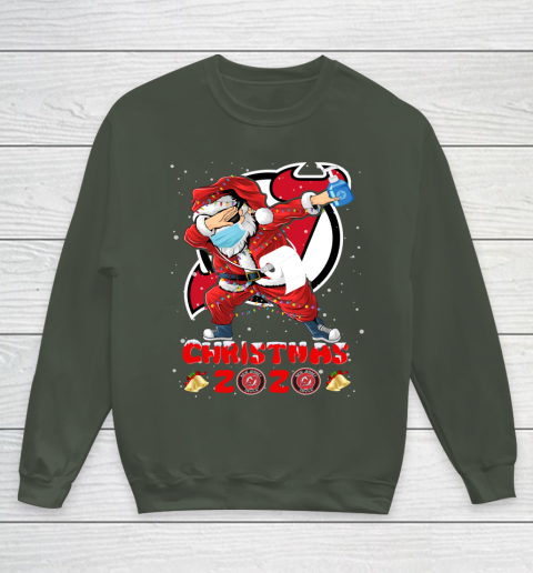 New Jersey Devils Funny Santa Claus Dabbing Christmas 2020 NHL Youth Sweatshirt 8