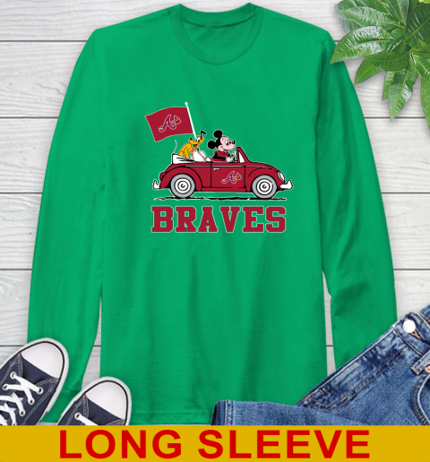 MLB Baseball Atlanta Braves Pluto Mickey Driving Disney Shirt Long Sleeve T-Shirt 7