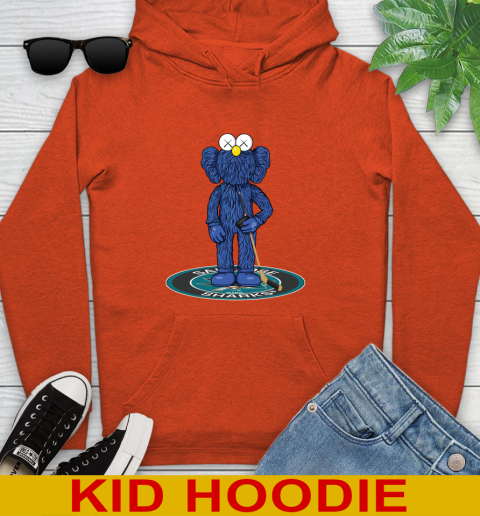 NHL Hockey San Jose Sharks Kaws Bff Blue Figure Shirt Youth Hoodie - Image 6