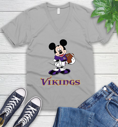 NFL Football Minnesota Vikings Cheerful Mickey Mouse Shirt V-Neck T-Shirt 4