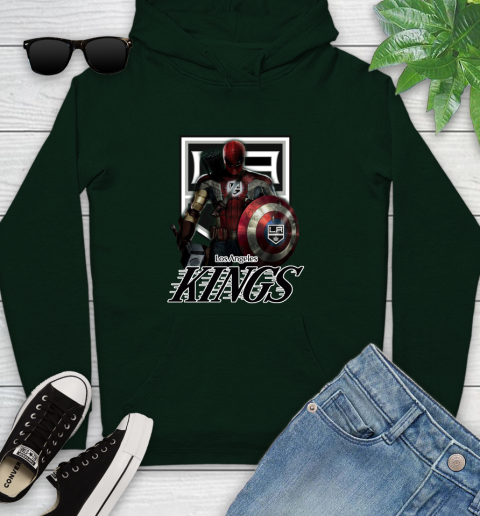 NHL Captain America Thor Spider Man Hawkeye Avengers Endgame Hockey Los Angeles Kings Youth Hoodie 13